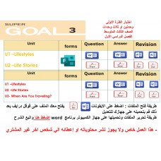 اختبار الفترة الأولى منهج Super Goal 3 - الوحدتين  او  الثلاث وحدات  ( ورقي - Forms )  الفصل الدراسي الأول + المراجعة